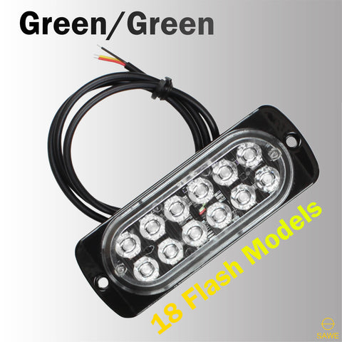 Emergency LED Strobe Lights Bar for Offroad Car Truck Warning Hazard Flash Grille and Surface Mount Light - Green 12-LED SAWE Lighting