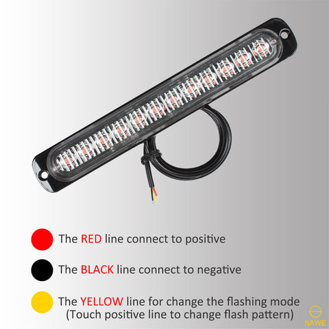 Emergency LED Strobe Lights Bar for Offroad Car Truck Warning Hazard Flash Grille and Surface Mount Light - Red 12-LED SAWE Lighting