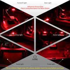 SAWE ®  561 563 567 564 212-2 LED Bulbs Festoon 44mm COB Rigid Loop Interior Lights (2 Pieces) - Red