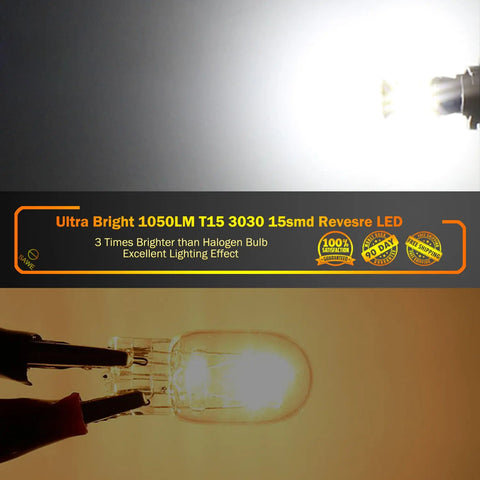 SAWE ®  921 912 T15 W16W 906 LED Bulb for Backup Reverse Lights 3030 15smd Canbus - 6000K White SAWE Lighting