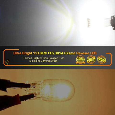 SAWE ® 921 912 T15 W16W 906 LED Bulbs for Back Up Reverse Lights 3014 87smd Canbus Error Free - 6000K White SAWE Lighting