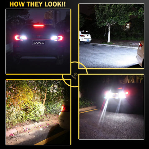 SAWE ® 921 High Power LED Bulb for Backup Reverse Lights with Projector 3014 54smd T15 912 906 C921 W16W Bulbs - 6000K White SAWE Lighting